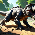 **Prompt 1 (Strategic Battle Dynamics):**
    An intense, high-stakes battle scene from the world of Dinosaur Mecard, focusing on strategic depth. A powerful "Power Type" Mecardimal charges forward, while a agile "Speed Type" Mecardimal performs an evasive maneuver, utilizing uneven terrain like rocks and trees to gain advantage. The scene highlights the delicate balance between offensive power and defensive tactics, with an underlying sense of cunning and anticipation. Vibrant anime art style, dynamic lighting, and detailed mechanical designs.